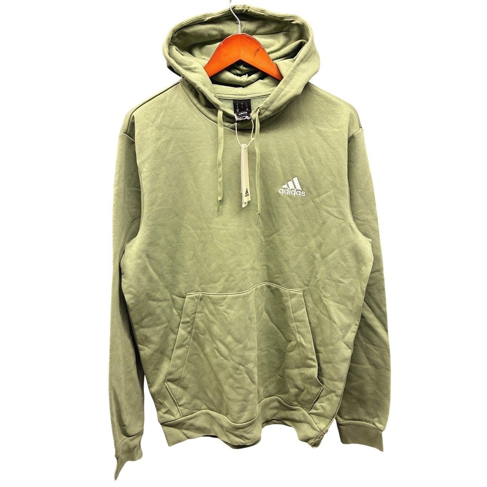 Adidas Feelcozy Fleece Hoodie Mens L Green Embroidered Logo Athleisure NWT